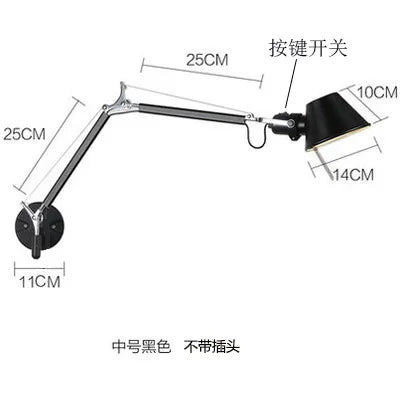 applique murale led moderne à bras long pliable et réglable pour lecture