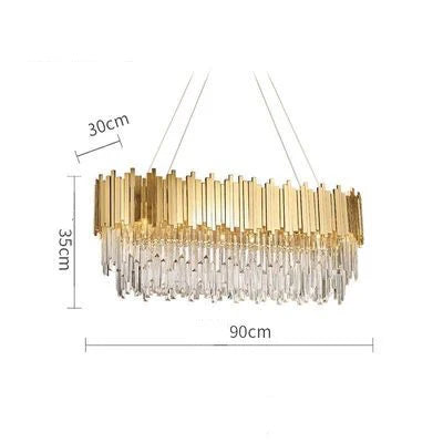 plafonnier moderne en cristal ovale à plusieurs couches