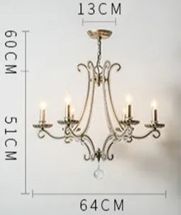 lustre en métal coulé rétro pour éclairage intérieur en fer forgé