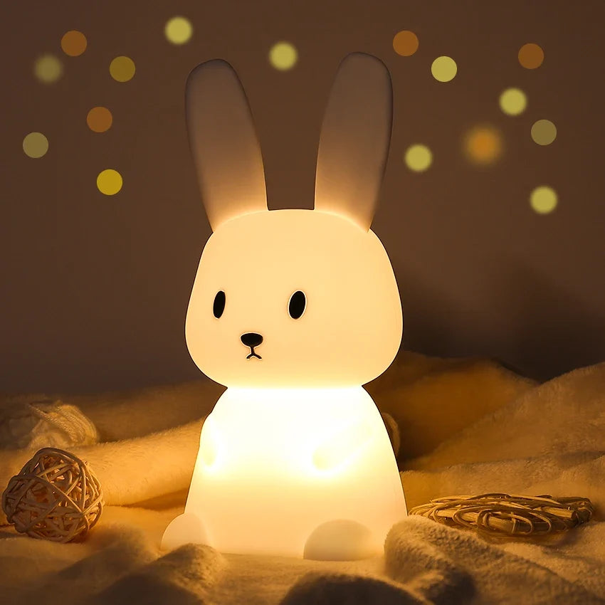 veilleuse lapin mignon en silicone usb pour enfants kawaii