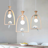 lustre en bois nordique pour oiseaux suspension romantique et chaleureuse