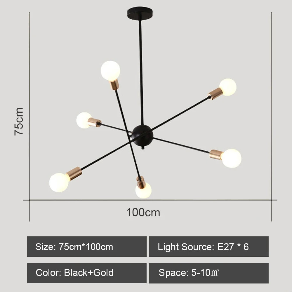 lustre moderne à leds style industriel spoutnik créatif éclairage maison