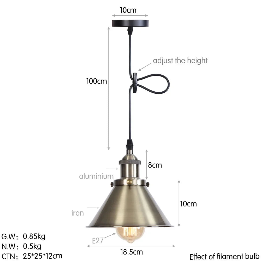 suspension vintage industrielle avec abat-jour en fer