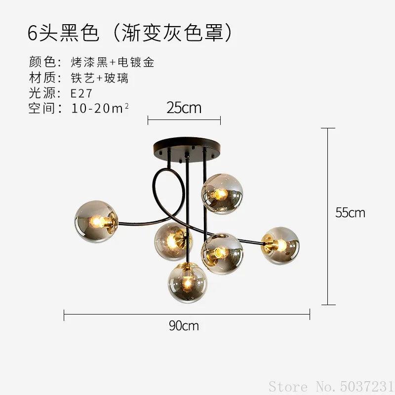 plafonnier boule de verre créatif et élégant pour intérieur