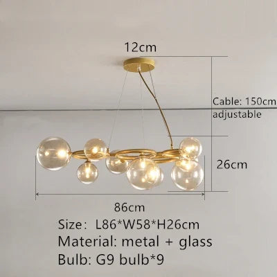 lustre nordique à bulles suspendu pour décoration intérieure