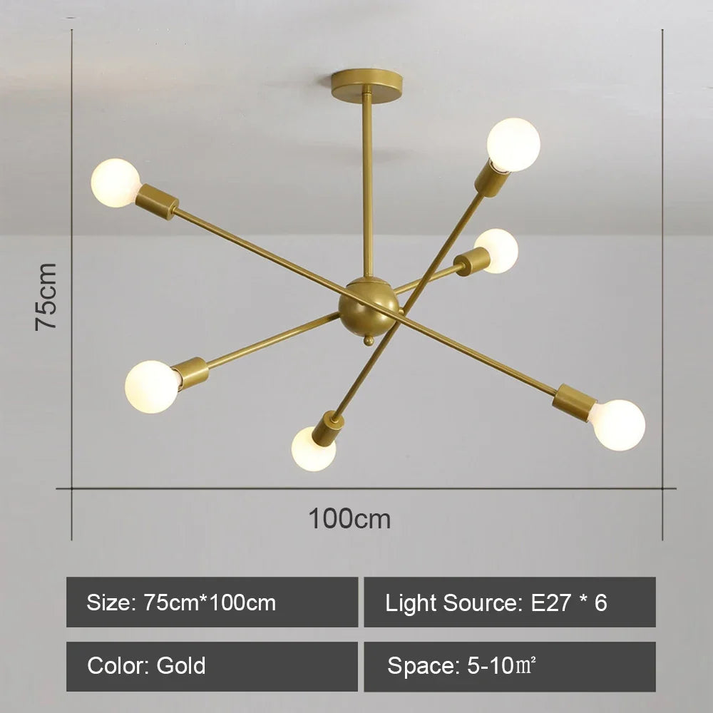Plafond moderne à LEDs lustre lumière salon chambre industrielle spoutnik lustres suspension lampe créative éclairage maison décor