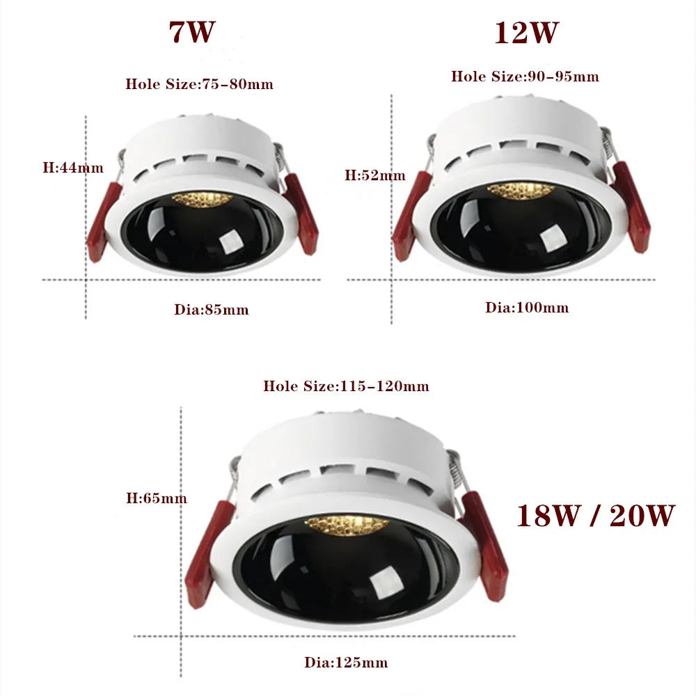 spot led encastrable plafond nid d'abeille sans éblouissement