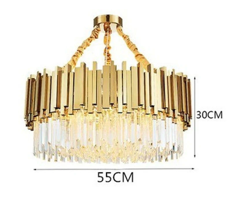 lustre moderne en cristal avec grande suspension à led