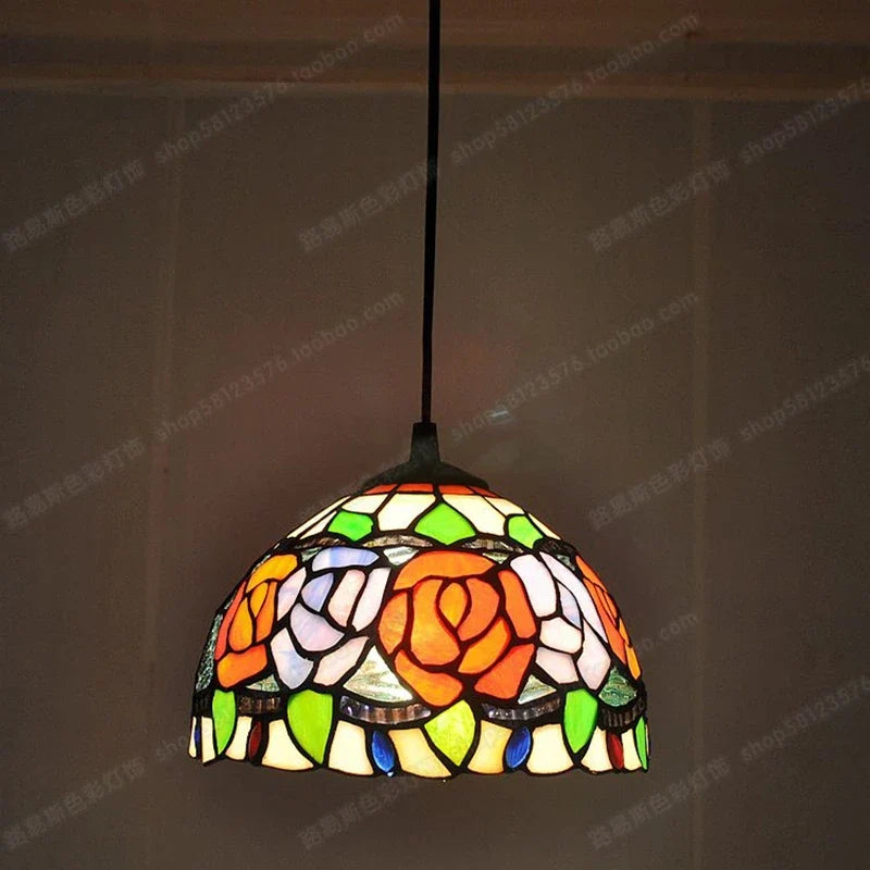 lustre en vitrail style tiffany pour éclairage décoratif antique