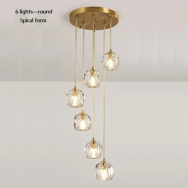 suspension en cristal k9 en cuivre design nordique créatif