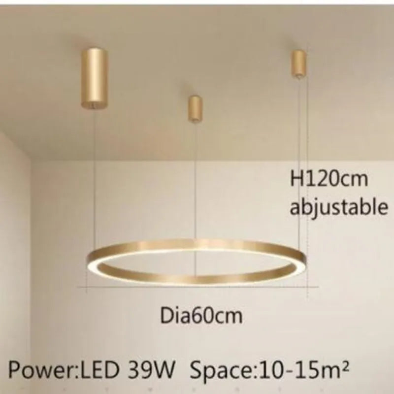 lustre led moderne brossé avec anneau lumineux