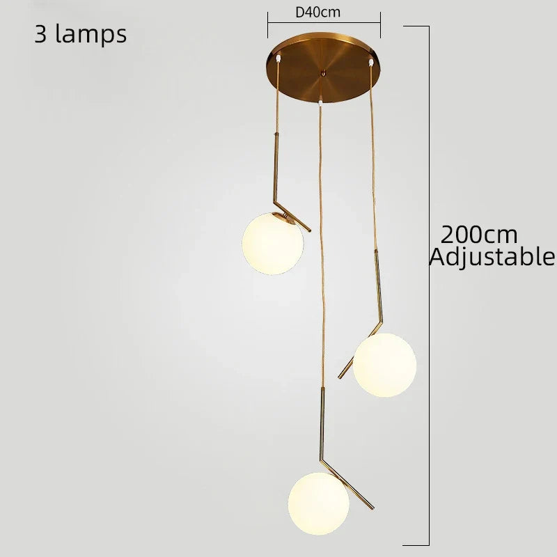 lustre moderne nordique en verre pour décoration intérieure