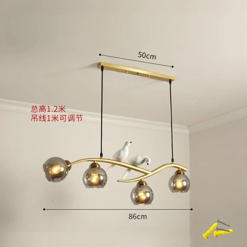 lampe d'oiseau nordique lustre moderne abat-jour en verre led