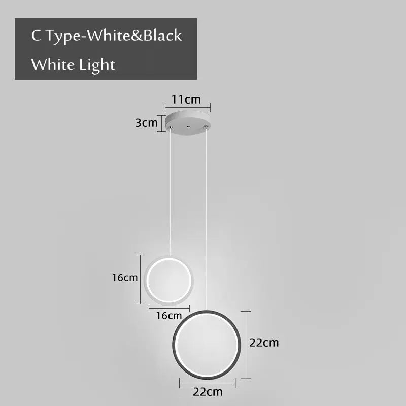 suspension ronde moderne pour éclairage latéral led