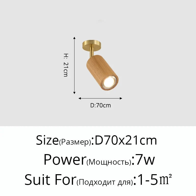 lampe led en bois moderne montée en surface avec plusieurs têtes