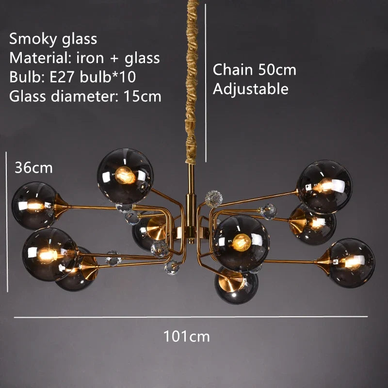 suspension nordique en verre transparent pour intérieur réglable