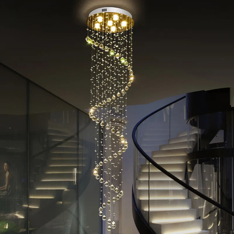 lustre moderne en cristal design spiralé pour éclairage décoratif