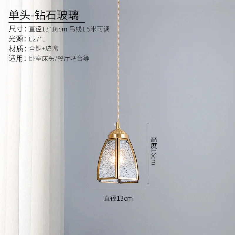 suspension vintage en verre japonais et cuivre design nordique