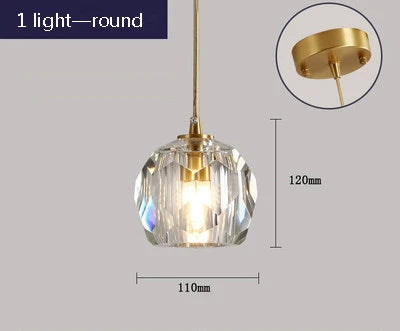 suspension en cristal k9 en cuivre design nordique créatif