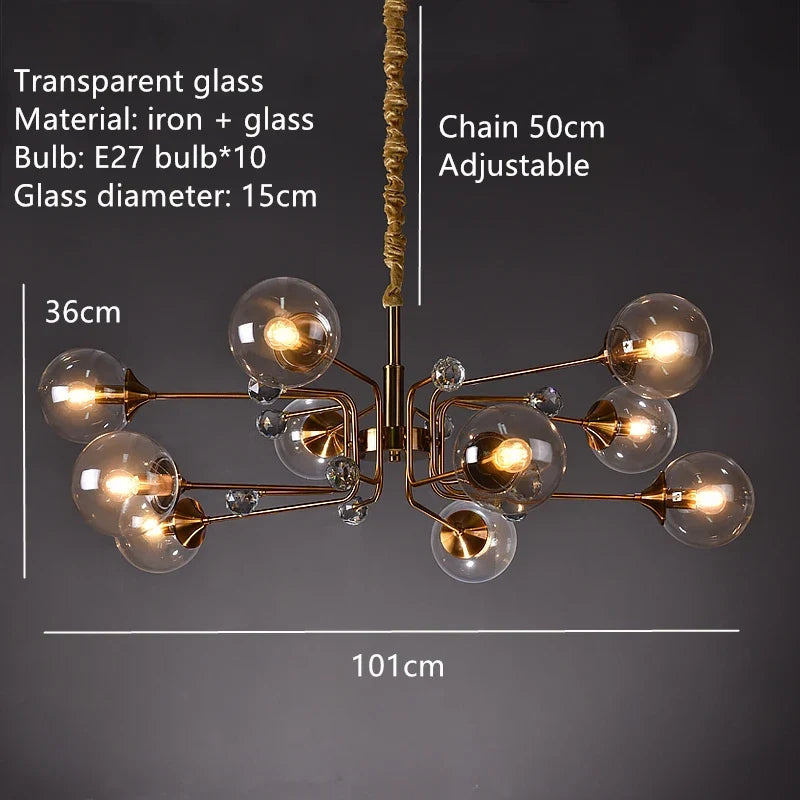 suspension nordique en verre transparent pour intérieur réglable