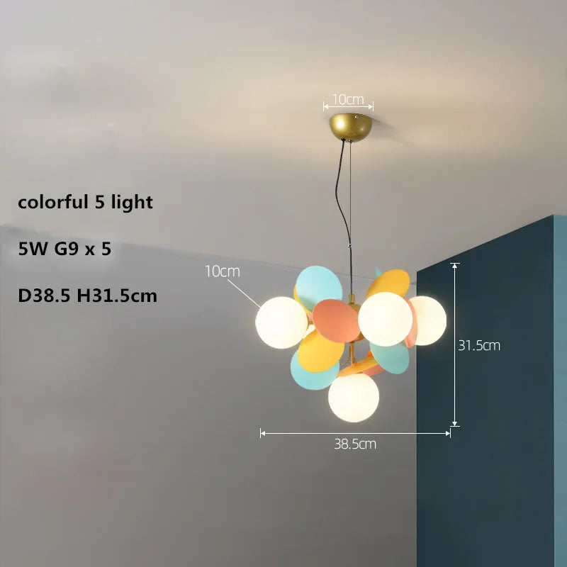 lustre led globe en verre acrylique coloré pour enfants
