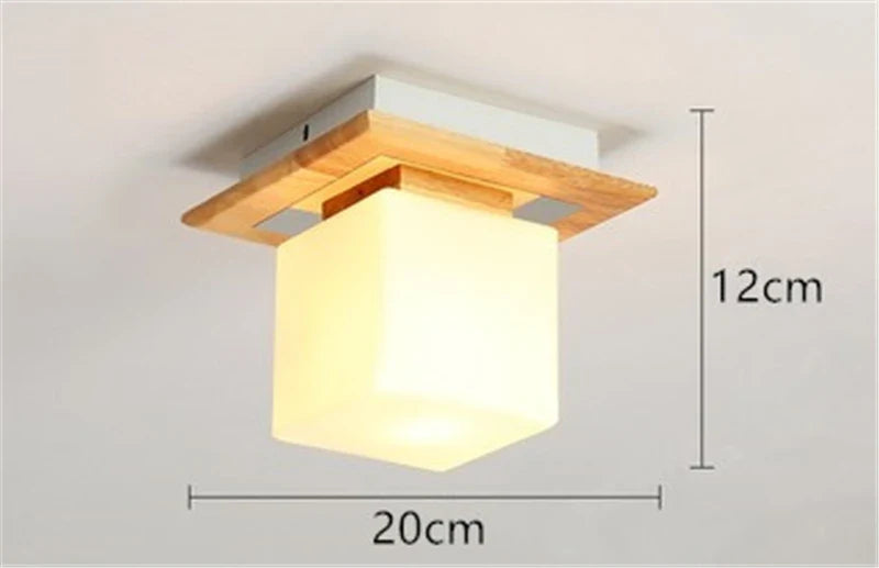 plafonnier japonais en verre et bois pour intérieur moderne