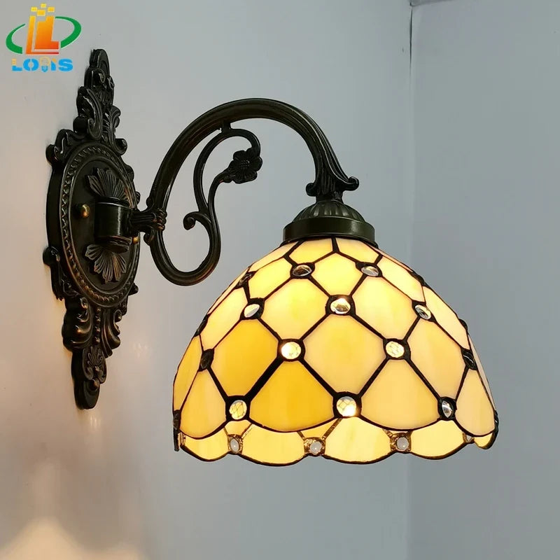 applique murale classique en perles de verre style tiffany