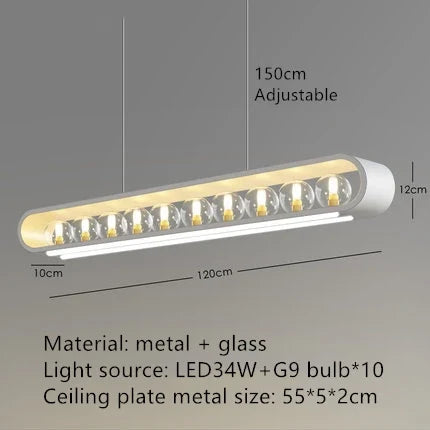 lustre design en verre transparent avec cordon réglable