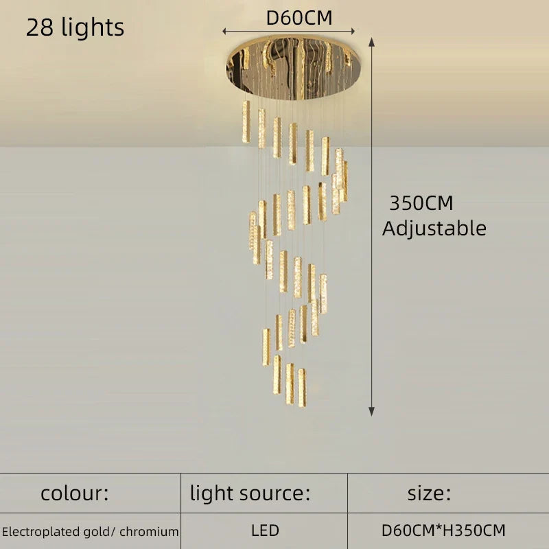 lustre en cristal led doré pour éclairage intérieur élégant et raffiné