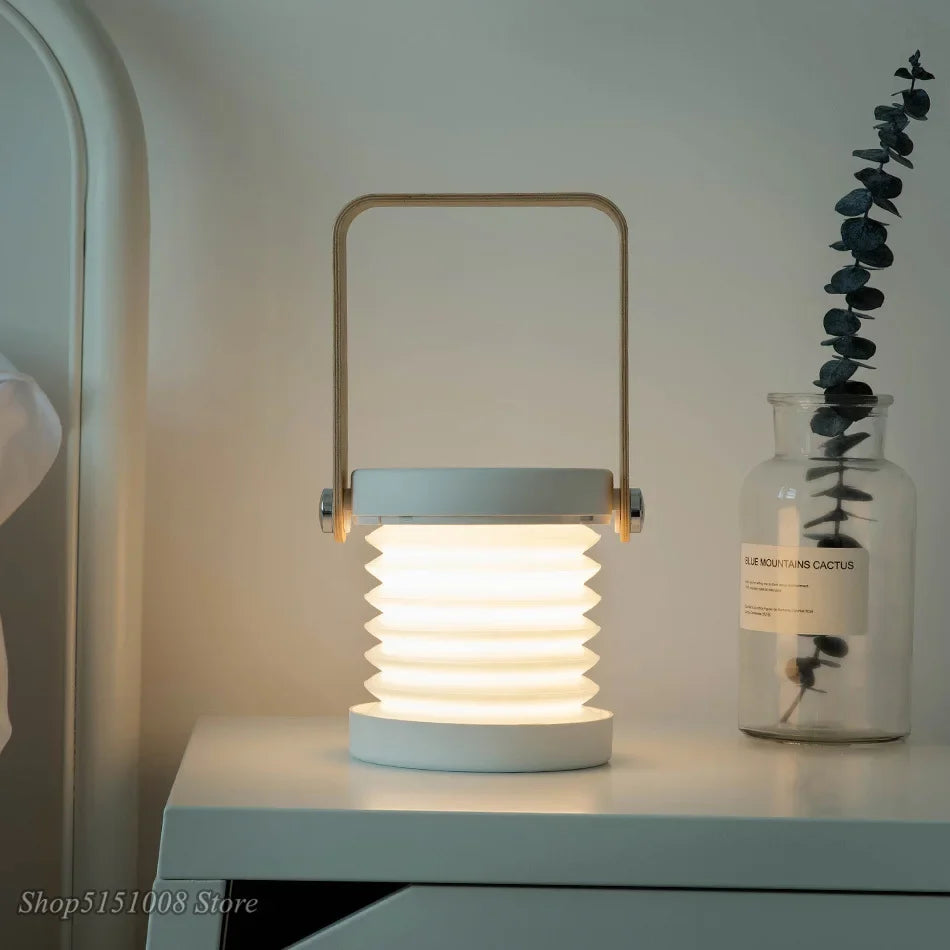 lampe de lecture pliable en bois avec veilleuse led usb