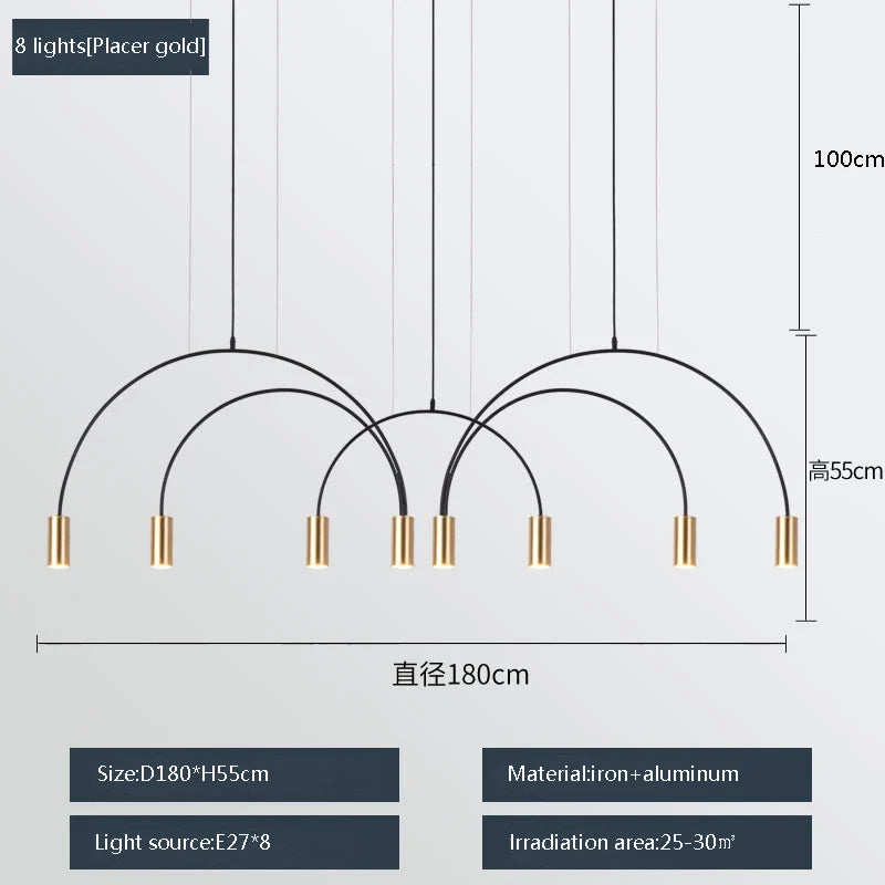 suspension moderne à trois têtes design créatif et élégant