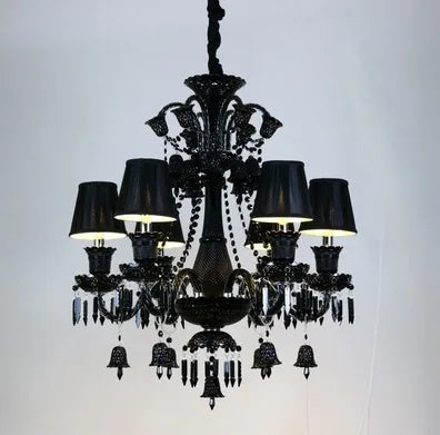 lustre en cristal noir pour un éclairage luxueux et élégant
