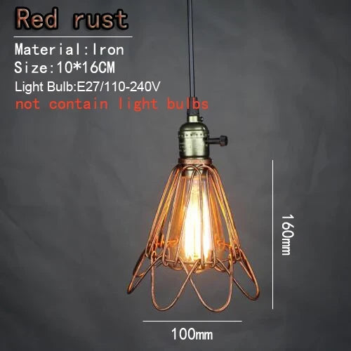 suspension vintage en fer avec abat jour et interrupteur intérieur