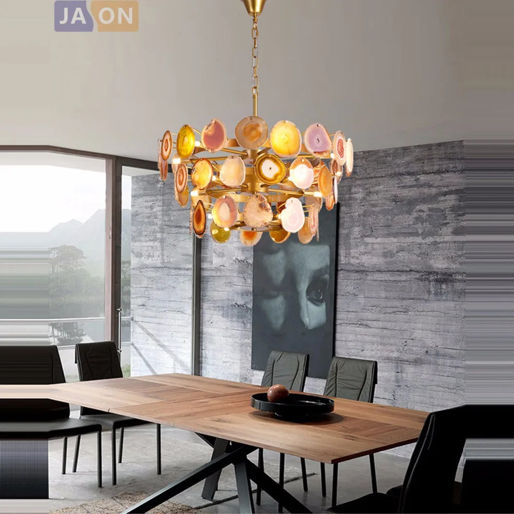 suspension design en agate de fer pour intérieur moderne