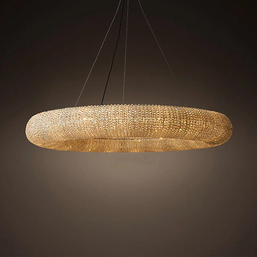 suspension vintage en cristal avec lumière led élégante