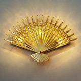 applique murale en cristal design éventail en acier inoxydable à led