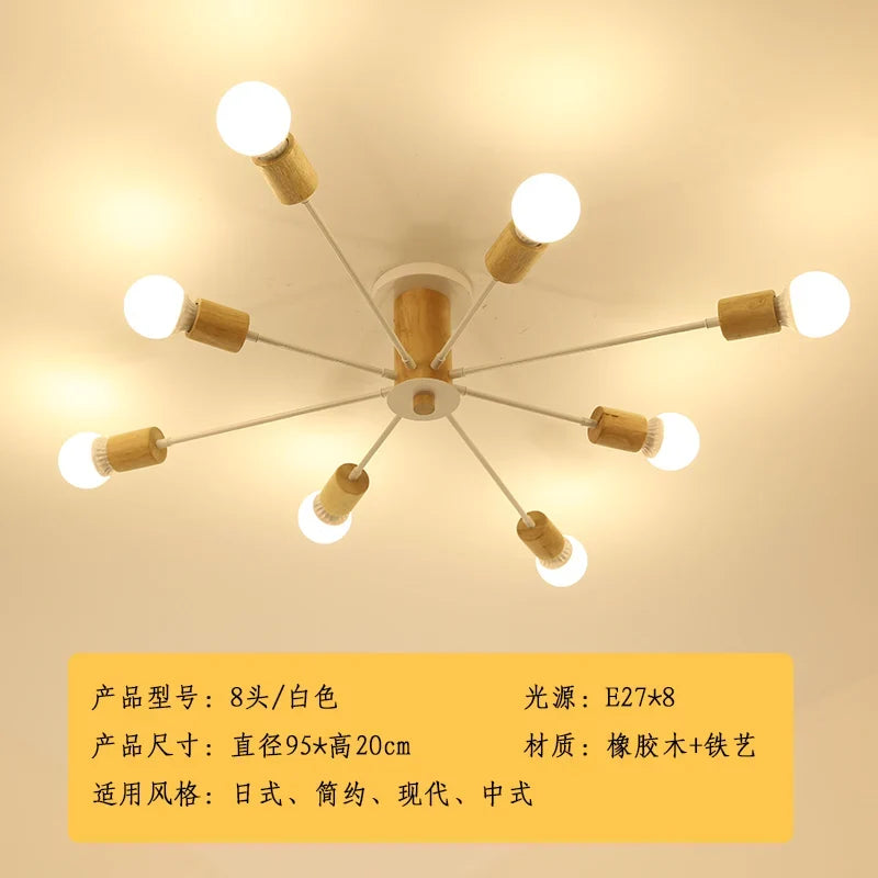 plafonnier moderne en bois massif lampe à led design créatif nordique