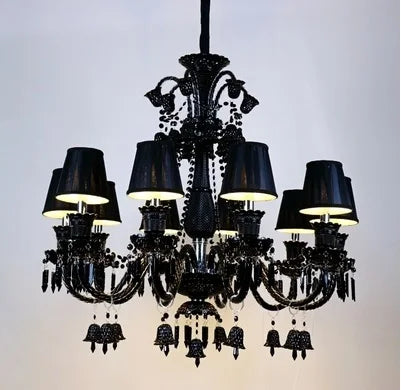 lustre en cristal noir pour un éclairage luxueux et élégant