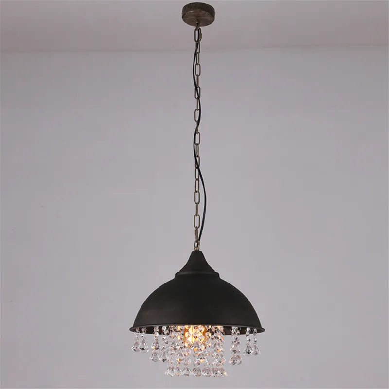 American style loft Vintage K9 crystal pendant light cover luxury lamp for Restaurant pendant lights,E27 Bulb