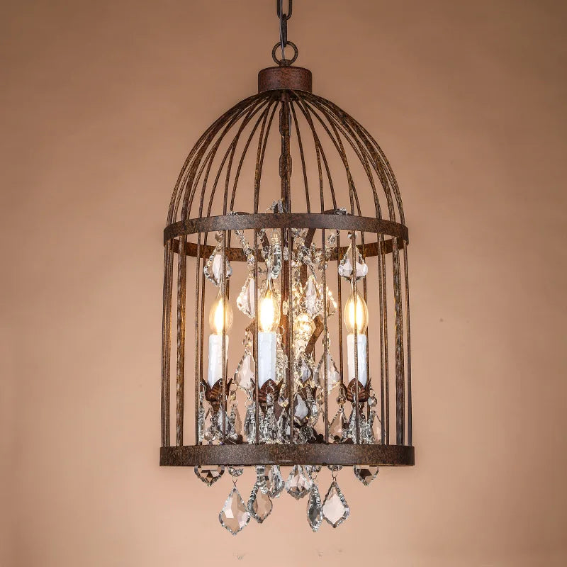 lustre vintage en fer forgé style empire cristal