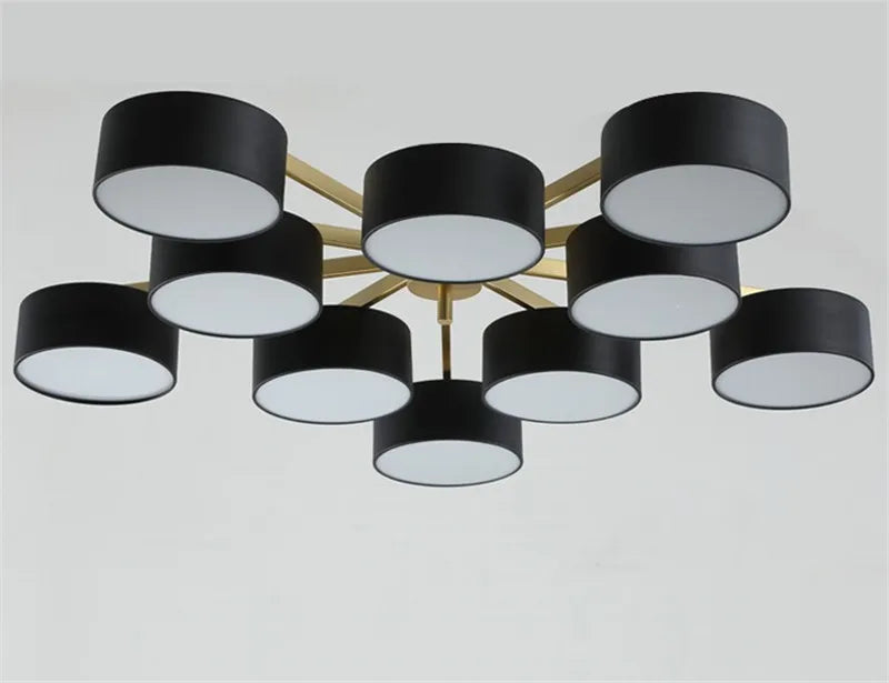 plafonnier moderne led 5 ou 10 têtes design rond acrylique métal