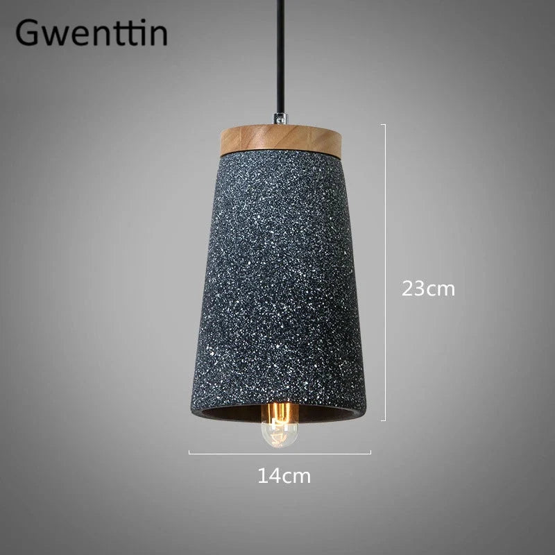 suspension en ciment vintage et bois moderne à LED