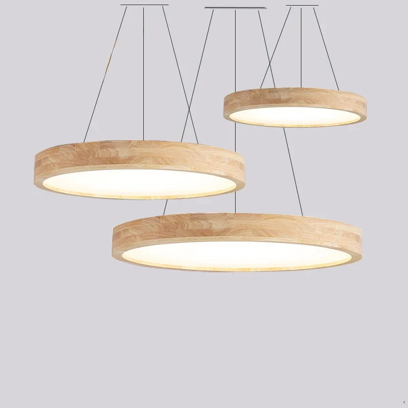 lustre moderne en bois et fer design suspendu