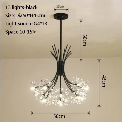 suspension en cristal de pissenlit pour ambiance moderne