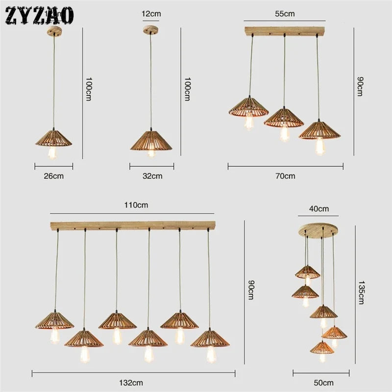 suspension en bambou style japonais pour décoration intérieure