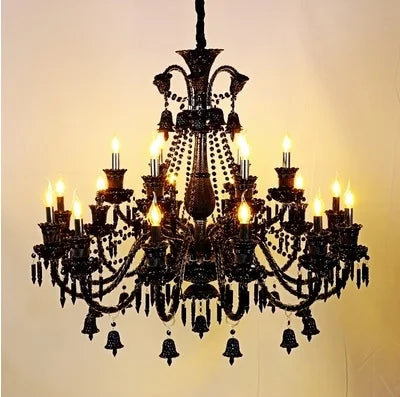 lustre en cristal noir pour un éclairage luxueux et élégant
