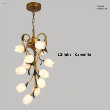 suspension en fer nordique avec verre lys tulipe camélia pour éclairage décoratif