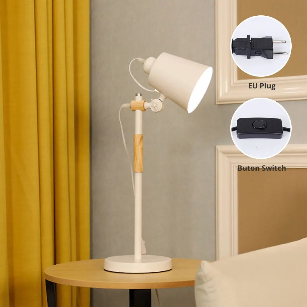 Lampe de bureau en bois métal moderne nordique