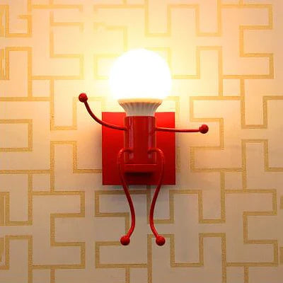 applique murale led en fer avec poupée de dessin animé nordique pour enfants