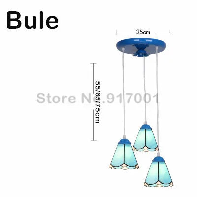 3 Heads Colorful Glass LED Pendant Lamps Light,Bedroom Suspension Hanging Ceiling Lamp